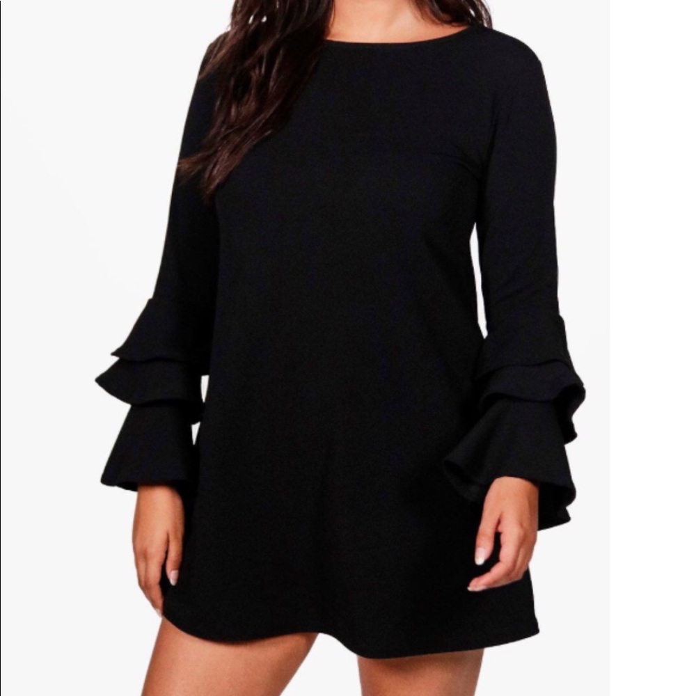 Black Ruffle Sleeve Dress